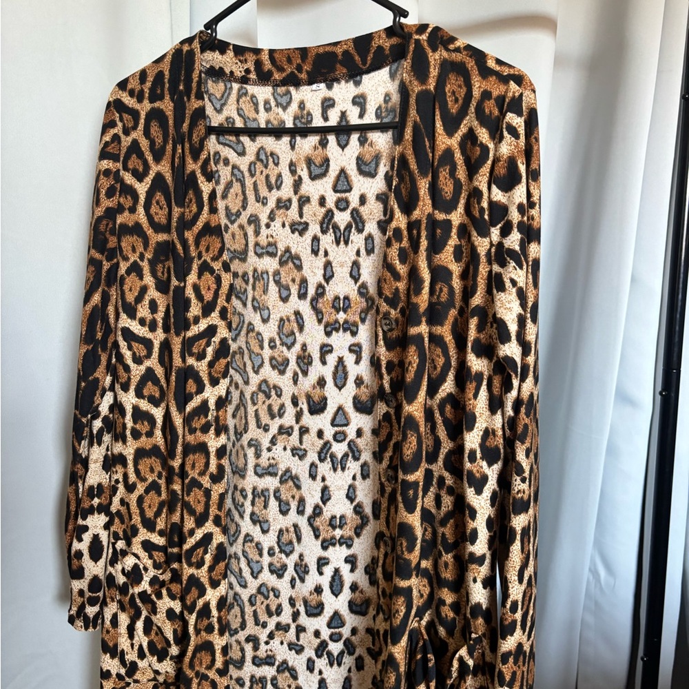 Leopard Print Open Cardigan